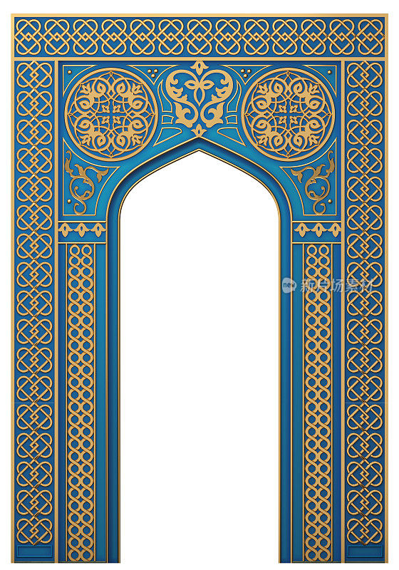 东方古阿拉伯建筑的拱门入口