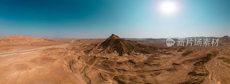 以色列米茨佩拉蒙地区夏季内盖夫沙漠全景航拍照片