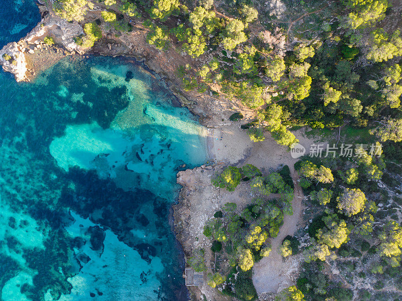 西班牙巴利阿里群岛马略卡岛最佳海滩的无人机视图
