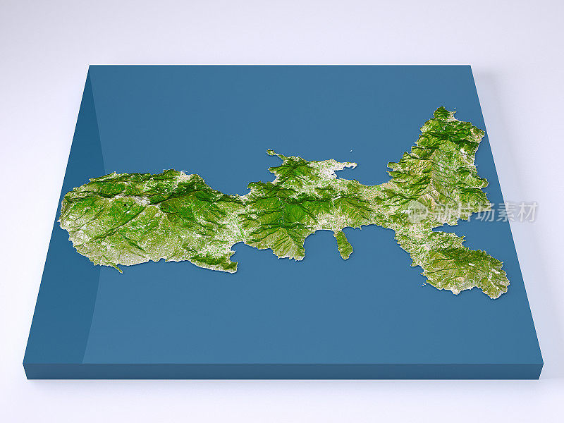 厄尔巴岛三维模型地形图自然色彩正面