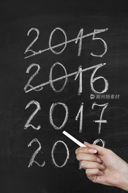 黑板上的新年时间表。