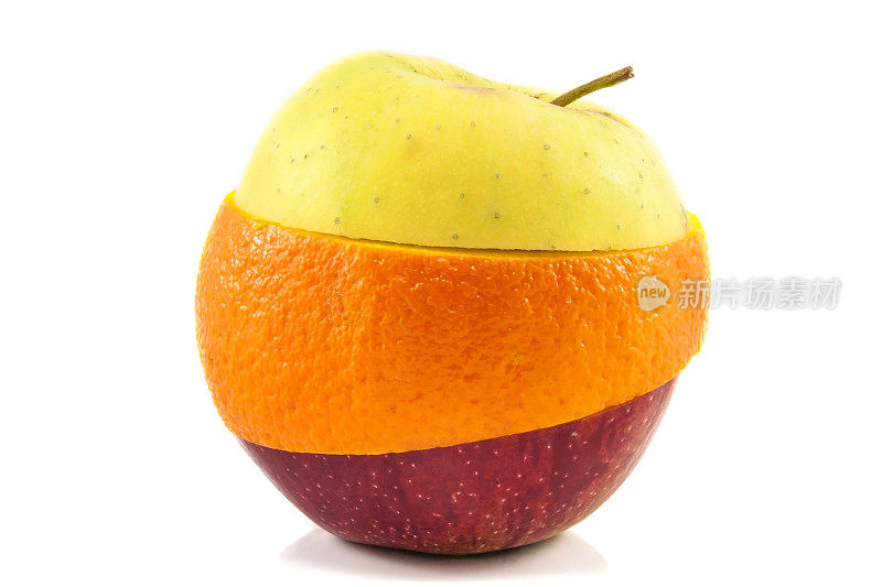 超级水果-黄色，红色的苹果和橙色
