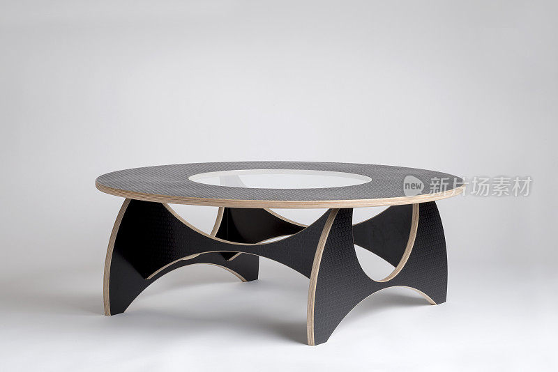 现代设计师木制圆桌压花橡胶完成