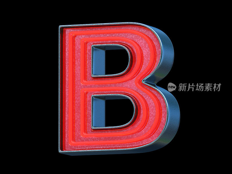 红色霓虹字体-字母B