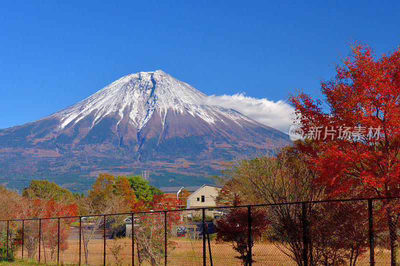 富士山和秋叶色，拍摄于富士五湖地区和富士宫市