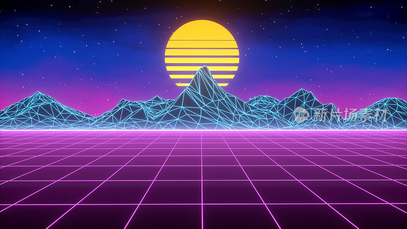 Synthwave复古的背景