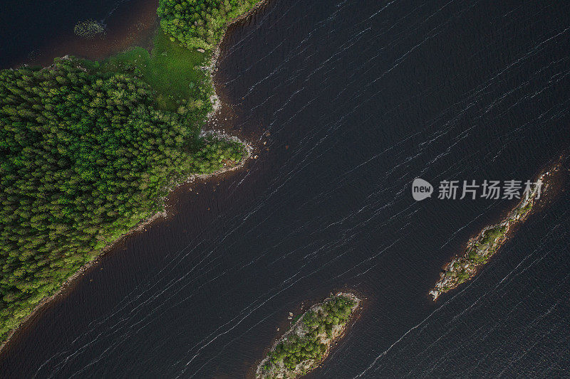 风景鸟瞰图的湖在芬兰