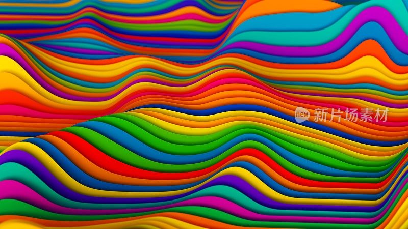 抽象的明亮背景的薄彩色面板，共同形成一个波浪图案
