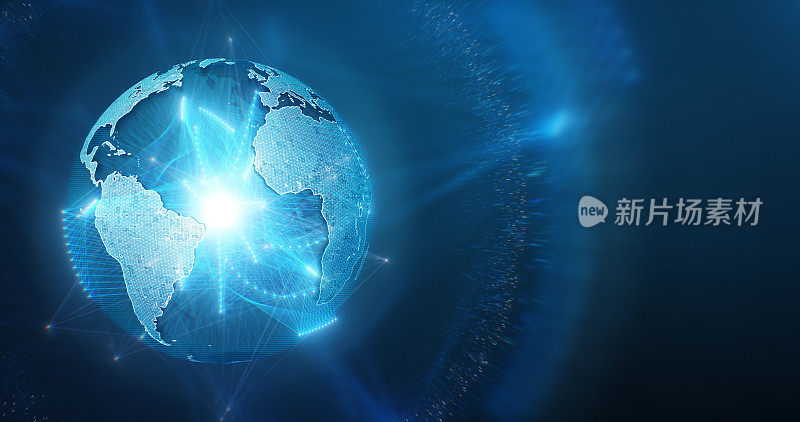 未来的全球与连接线-全球通信，全息图，技术