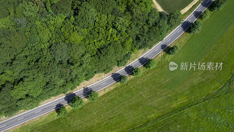 农业区的乡村公路-鸟瞰图