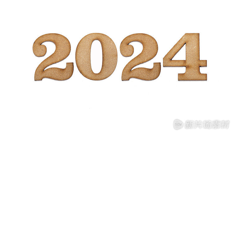 新年目标:用木制字母祝2024年新年快乐