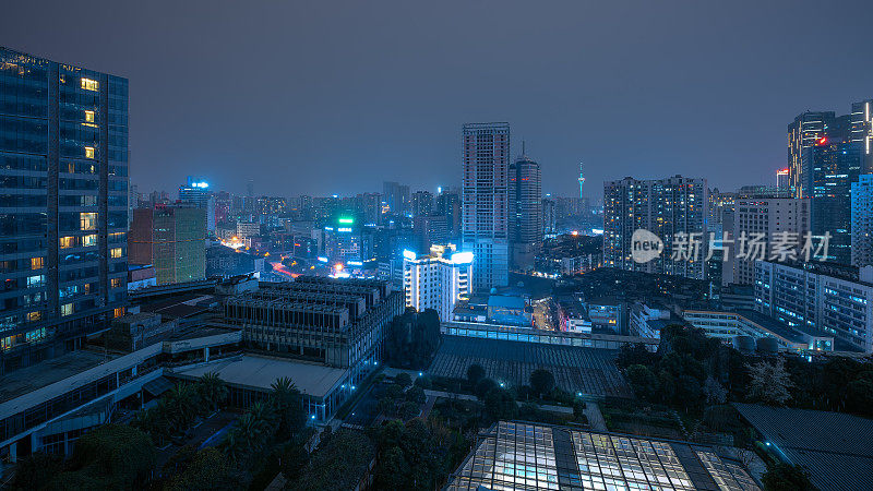 成都市夜景天际线