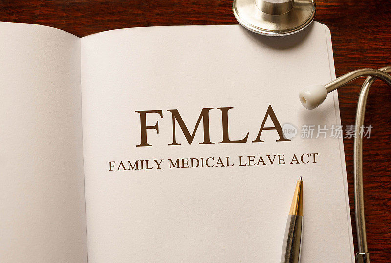 网页上有FMLA家庭医疗休假法案和听诊器，医疗概念