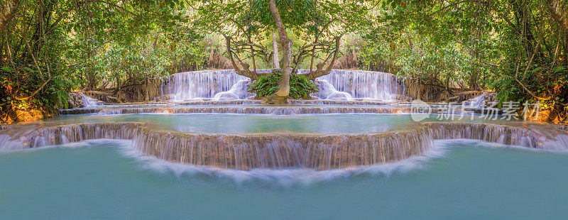 雨林中的瀑布(老挝的达匡斯瀑布。