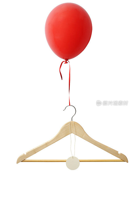 孤立的红色气球与悬挂在白色背景