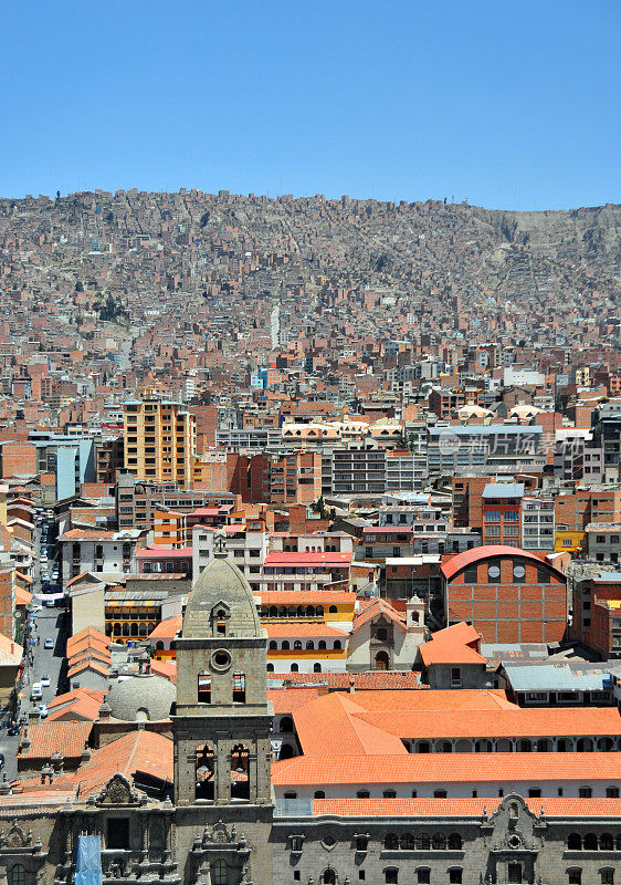 玻利维亚拉巴斯:旧金山教堂、市中心和贫民窟