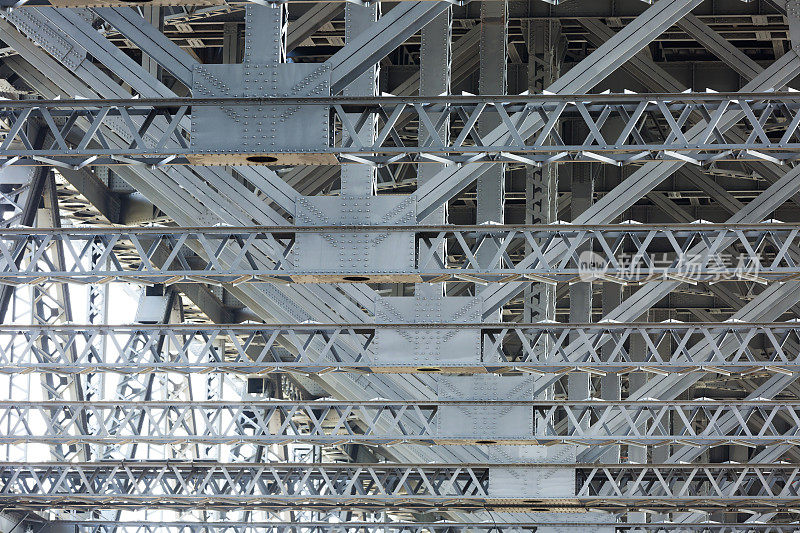 钢框架，金属结构下的海港大桥澳大利亚悉尼
