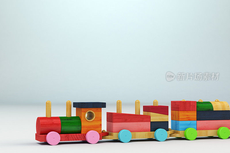 彩色木制玩具火车-库存形象