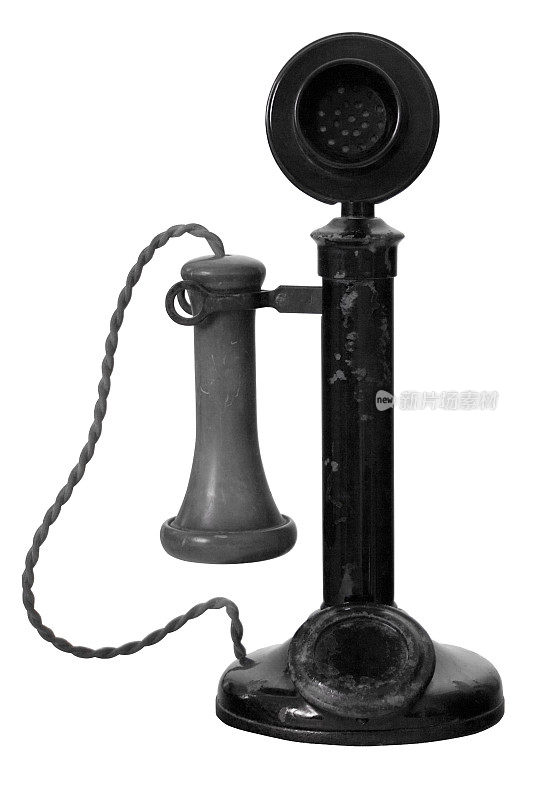 旧古董电话(与路径)黑白
