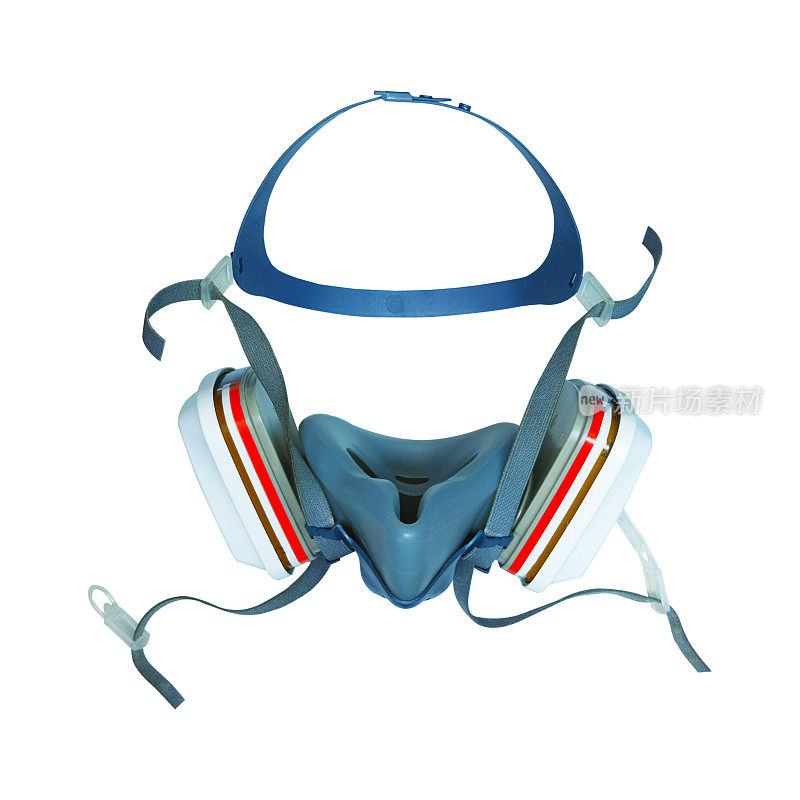 保护-修复专业使用防毒面具或半面具隔离在白色裁剪路径