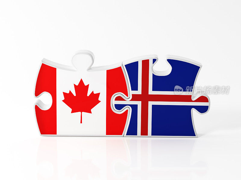用加拿大和冰岛国旗纹理的拼图