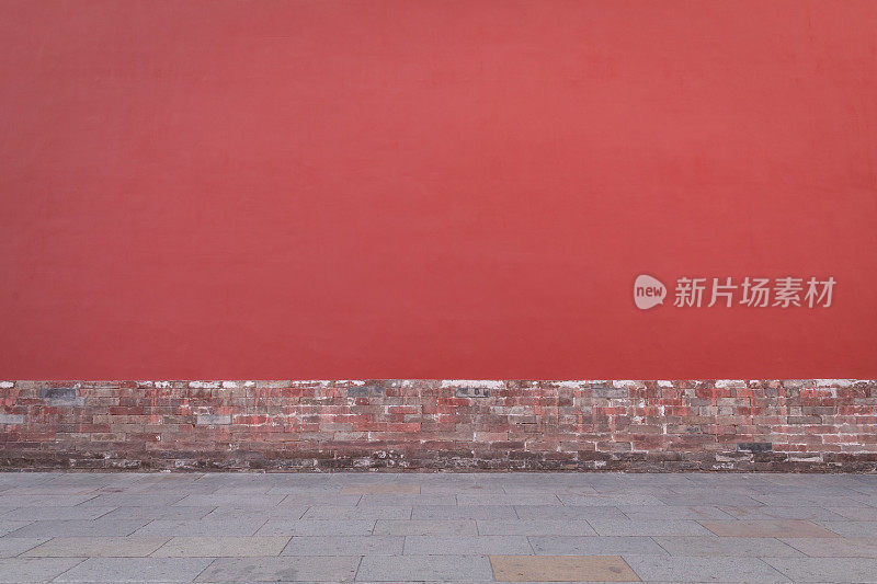 紫禁城中式红墙和灰砖空白背景