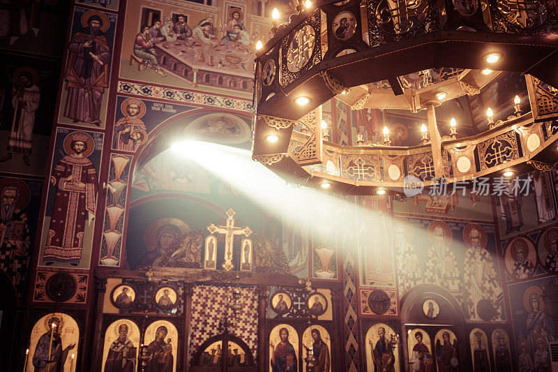 东正教教堂内部，圣尼古拉斯尼斯教堂，塞尔维亚