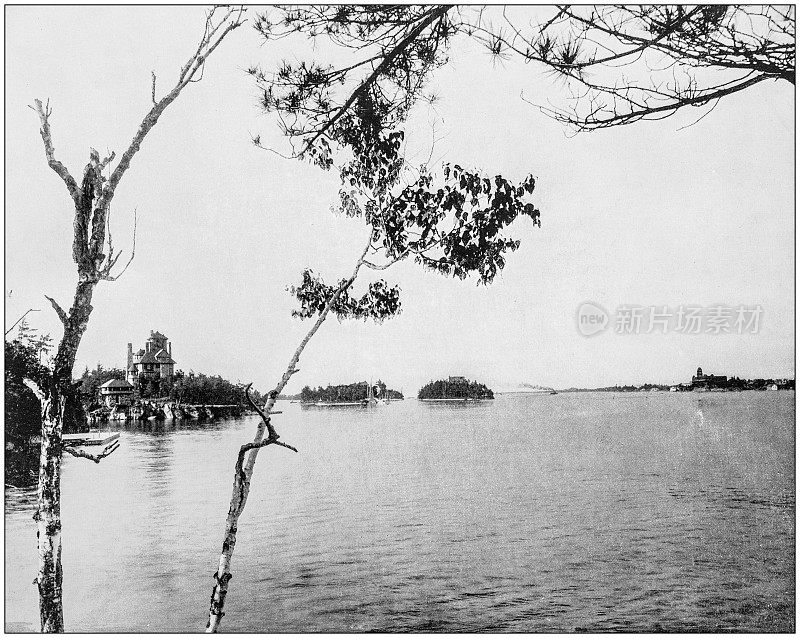 世界著名景点的古老照片:千岛群岛，圣劳伦斯河，加拿大