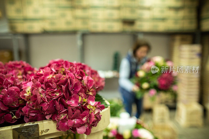 花店里一束五颜六色的花