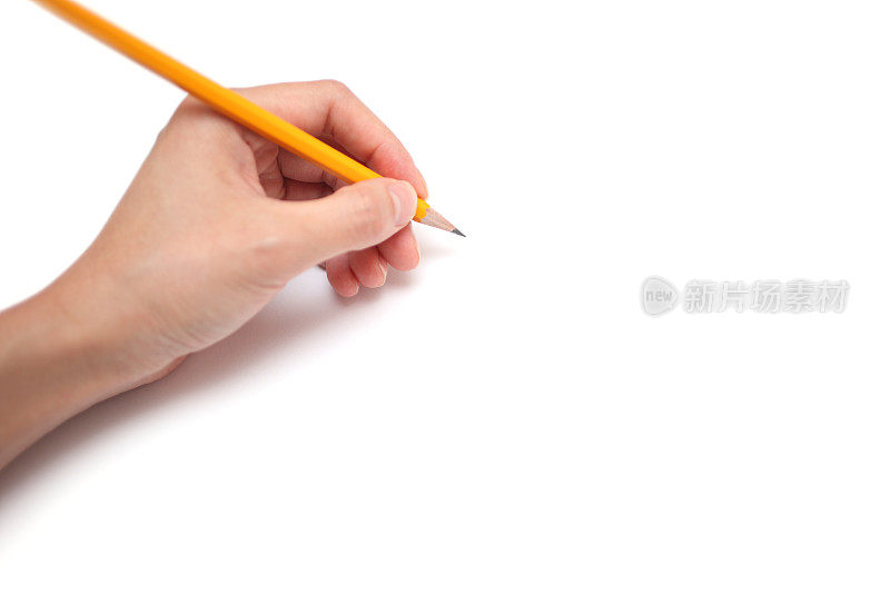 用铅笔在空白纸上手绘的特写