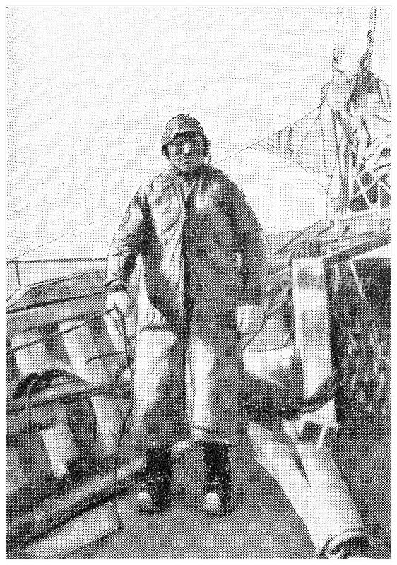 古董黑白照片:冰岛渔民