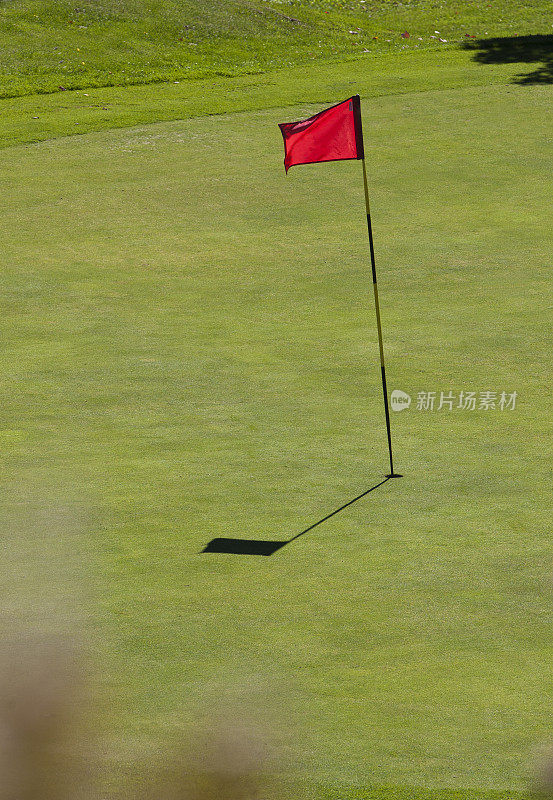 果岭上的高尔夫旗。