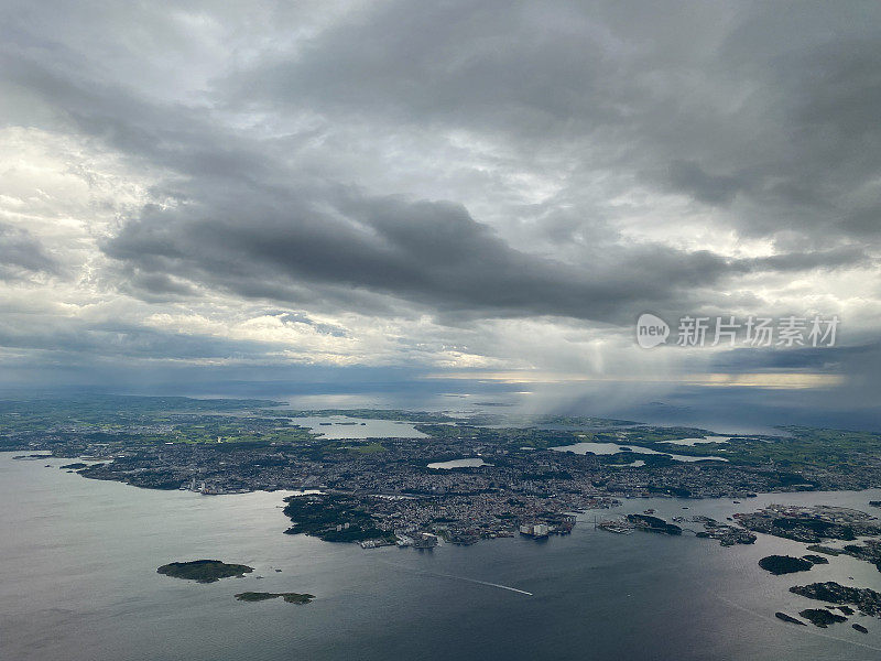 挪威斯塔万格峡湾和城市的鸟瞰图