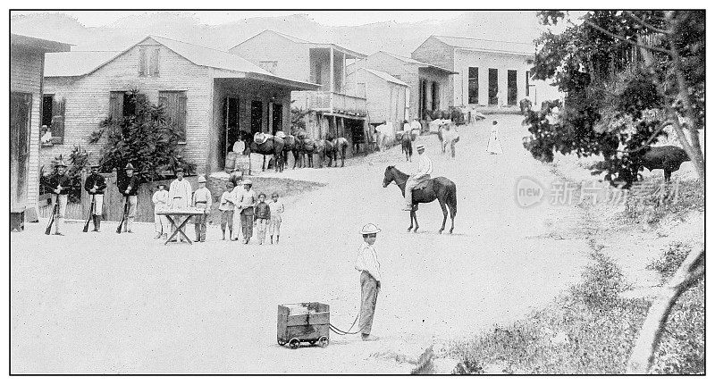 古董黑白照片:波多黎各科莫的美国征兵站