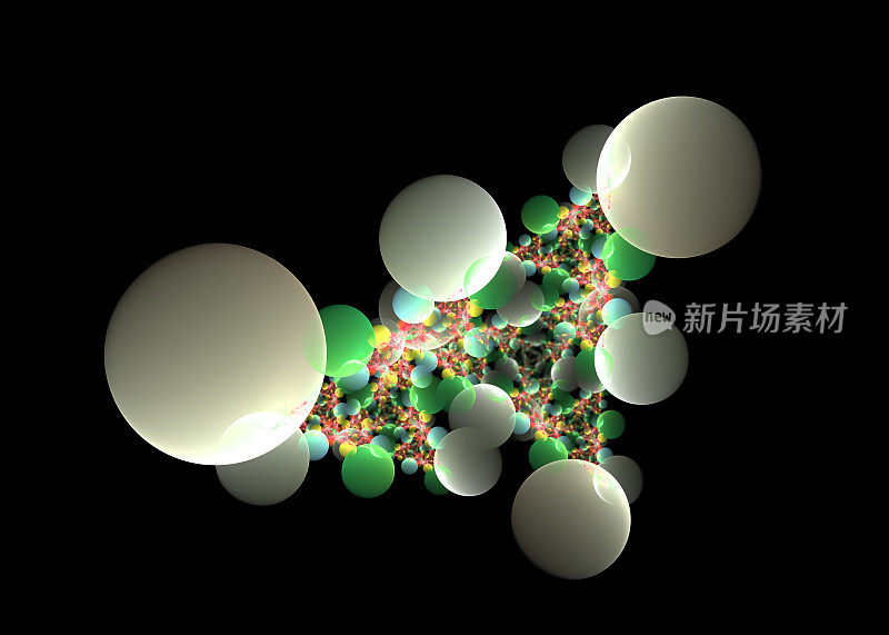 抽象分子结构孤立在黑色背景上