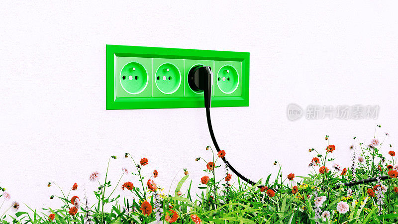 绿色电源插座代表负责任的能源使用