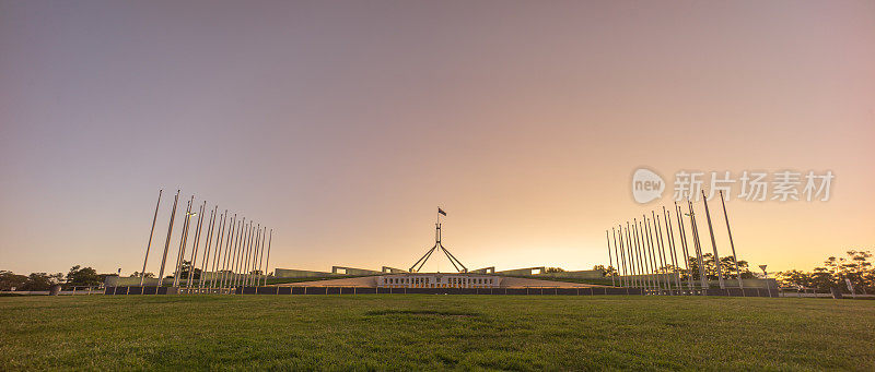 堪培拉国会大厦日落美景，澳大利亚