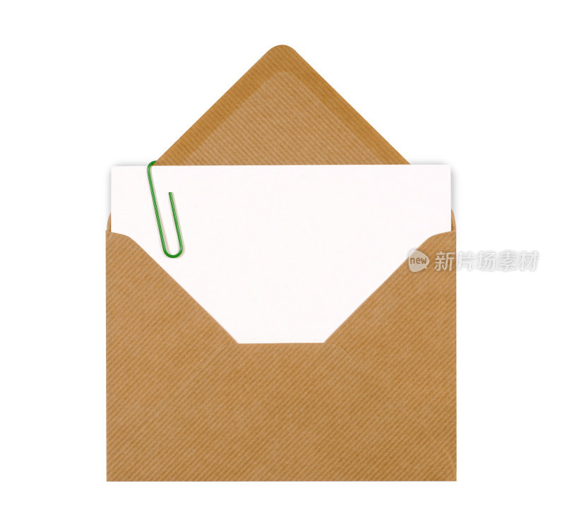 棕色信封的空白留言卡