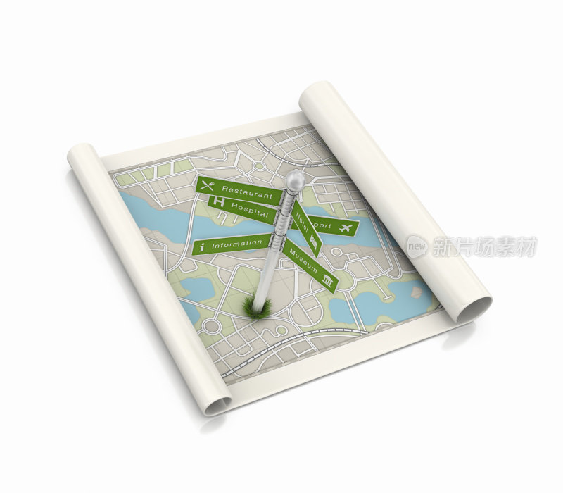 城市地图和旅游指示牌