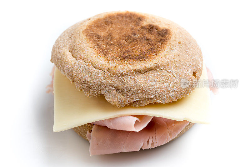 火腿奶酪全麦有机英式松饼三明治