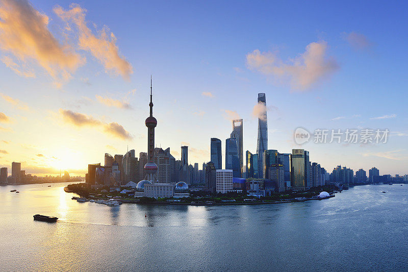 上海天际线日出，中国