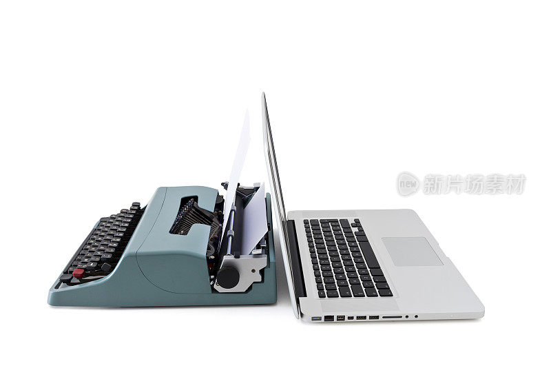 现代笔记本电脑vs老式打字机