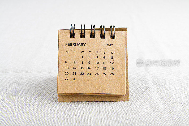 2月。日历表。