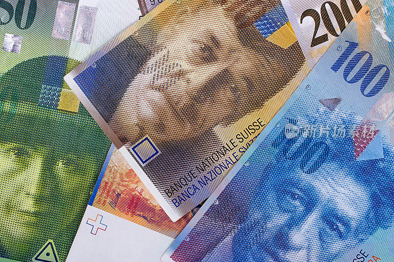 瑞士货币直白抽象的背景或纹理。