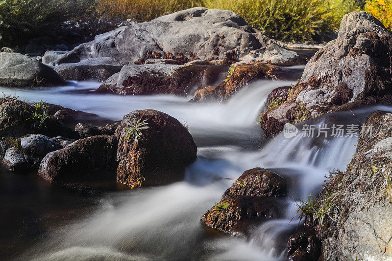 美丽的风景山川瀑布拍摄与ND滤镜和慢速快门技术