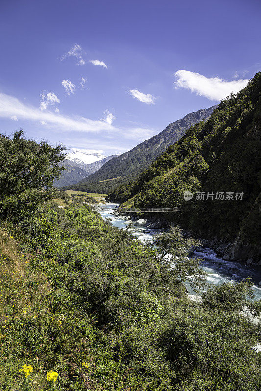 罗伯罗伊冰川徒步旅行路线全景景观，瓦纳卡，南岛新西兰