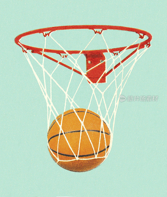 篮球篮筐里的篮球