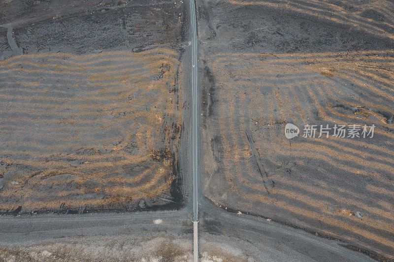 冰岛空旷公路鸟瞰图