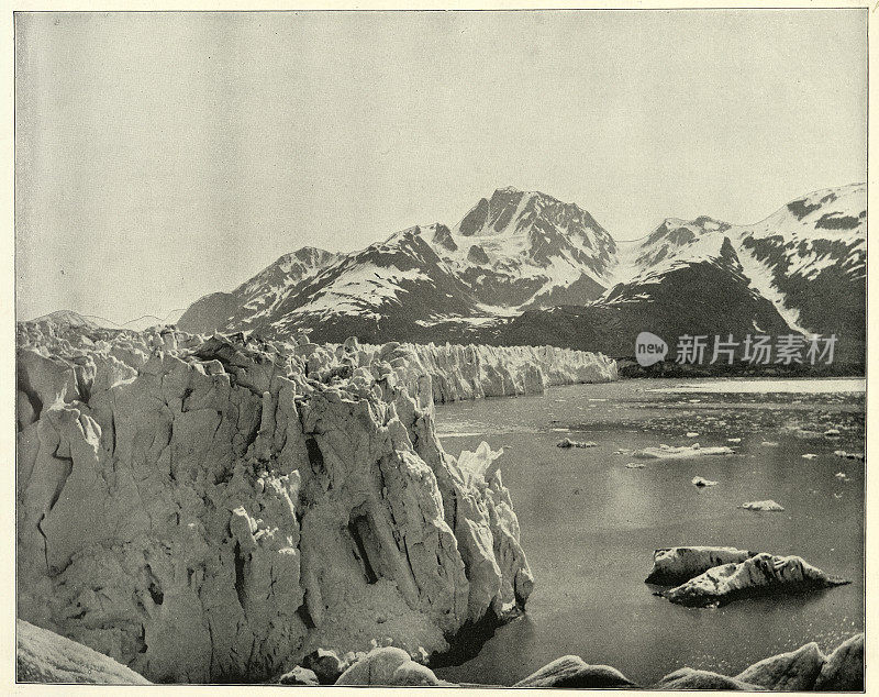 19世纪阿拉斯加缪尔冰川的古老照片