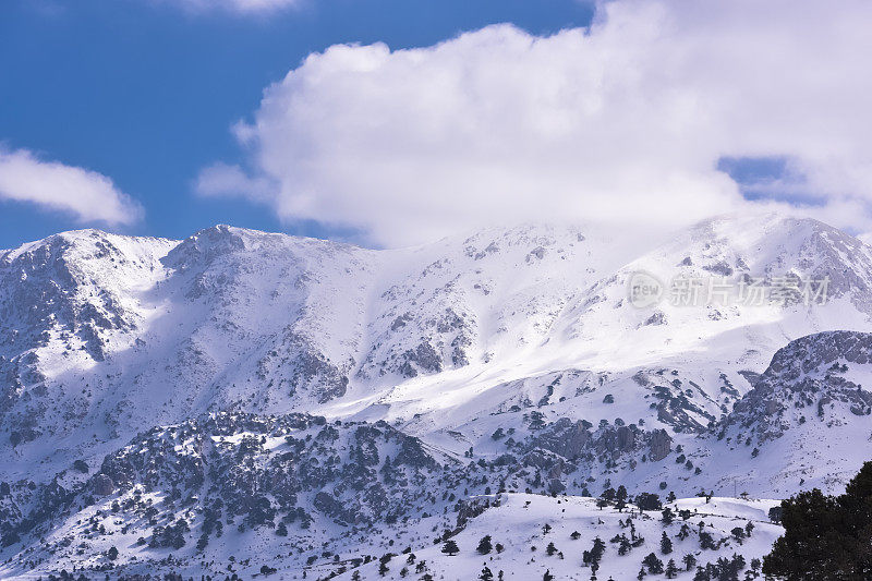 雪的观点。雪山顶云峰